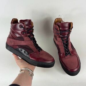 John Fluevog Run Wild Boots Men's 9 Burgundy Leather Lace Up Ankle Outdoor